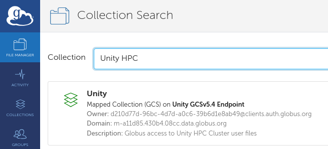 Globus collection search