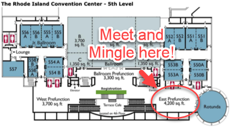 Map showing the east pre-function area at RICC